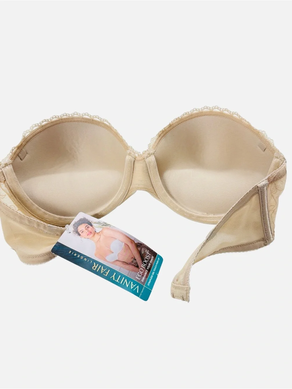 Vanity Fair Women's Gel Touch Padded Strapless Push Up Bra Beige Size 34C